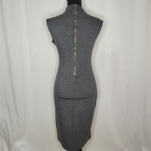 Rolla Coster Sleeveless Dip Neck Exposed Zipper Bodycon Dress in Gray - Size L - Picture 4 of 13